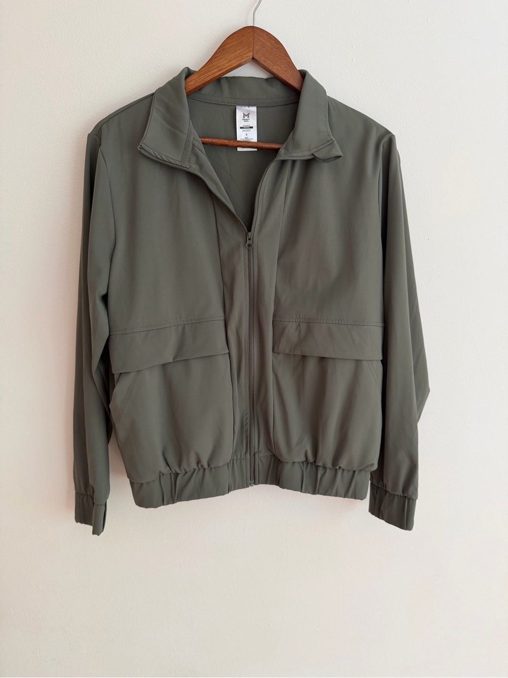 Member's Mark Womens Travel Jacket Full Zip Stretch Windbreaker Olive Green S